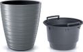 Merkloos Bloempot Valetta - antraciet - D47 x H52 cm - 68 liter - rond - kunststof - plantenpot - incl binnenpot