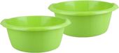 Merkloos 2x stuks ronde afwasteil / afwasbak groen 10 liter
