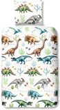 Good Morning Panda Good Morning Dino - Flanel - Dekbedovertrek - Eenpersoons - 140x200/220 cm + 1 kussensloop 60x70 cm - Wit