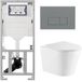 Geberit QeramiQ Dely Toiletset - 36.3x51.7cm - diepspoel - rimless - Geberit UP320 inbouwreservoir - met Burda frame - softclose toiletzitting - bedieningsplaat licht grijs - rechtehoekige knoppen - mat noir (blanc)