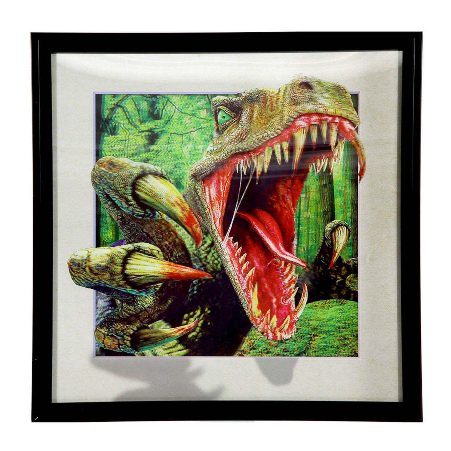 Decopatent 3D Dinosaurus Schilderij - Wanddecoratie - Dino - 42 x 42 x 2 Cm.