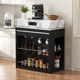 STILVORA Keukeneiland 83x46-146,5x96 cm – Uitschuifbare En Inklapbare Tafel – Met Opbergruimte En Stopcontacten – MDF En Glas – Zwart