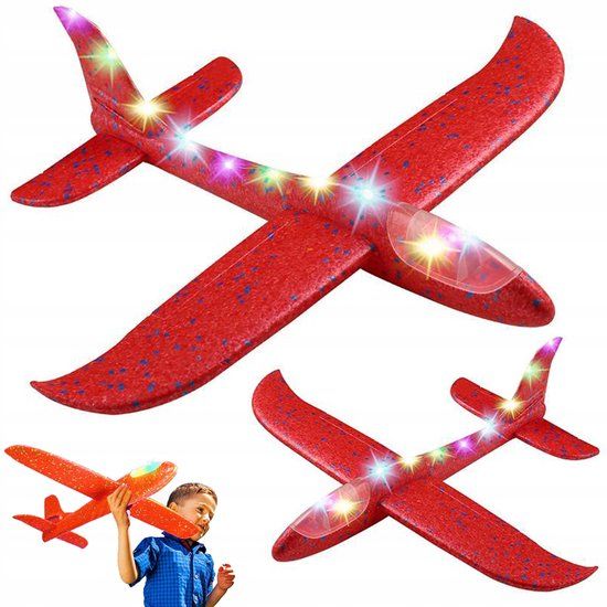 Verk Shantoushi Zhishi - Vliegtuigbedje - 47cm - Rood - LED Lichten