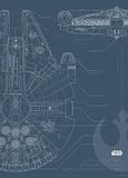 Komar Star Wars Blueprint Falcon - Grootte: 50 x 70 cm, muurschildering, poster, kunstdruk (zonder lijst)