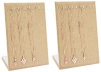 Loopunk 2-pack kettingdisplaystandaards, L-vormige sieradenstandaard in ephedragroen met 24 haken, elegante sieradendisplay voor op tafel
