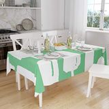 Bonamaison Tafelkleed, Anti-Mold, Sneldrogend, Waterdicht, 100% Polyester Tafellaken, Petroleum Groen, Wit, 140 x 160 Cm