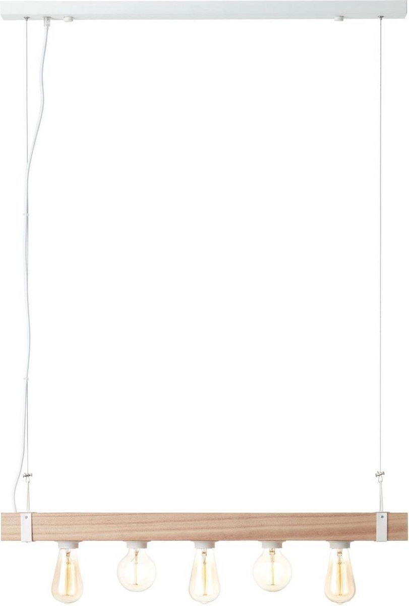 Brilliant White Wood hanglamp 5-lichts beton / hout - bruin