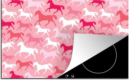 KitchenYeah® Inductie beschermer 77x51 cm - Paarden - Roze