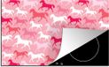 Merkloos KitchenYeah® Inductie beschermer 77x51 cm - Paarden - Roze
