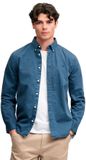 Superdry - Garment Dyed Overhemd Relaxed Pasvorm - Heren - Lange mouwen shirts - XL - Verweerd leisteenblauw