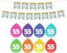 Haza Verjaardag 55 jaar geworden versiering - 16x thema ballonnen/1x Happy Birthday slinger 300 cm