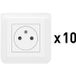 Legrand - Lot de 10 prises de courant 2P+T 16A complet mosaïque - blanc