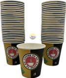 KURTT Koffiebekers to go - Kartonnen Drinkbekers - 7oz - 180ml - Zwart-goud - 500 stuks