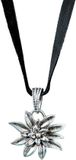 Merkloos Oktoberfest Edelweiss ketting - zilver/zwart