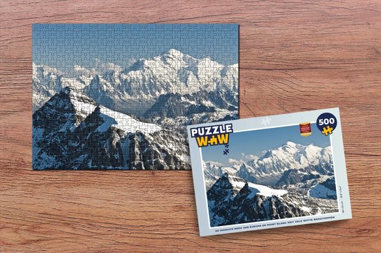 MuchoWow Puzzel De hoogste berg van Europa de Mont Blanc met vele witte bergtoppen - Legpuzzel - Puzzel 500 stukjes