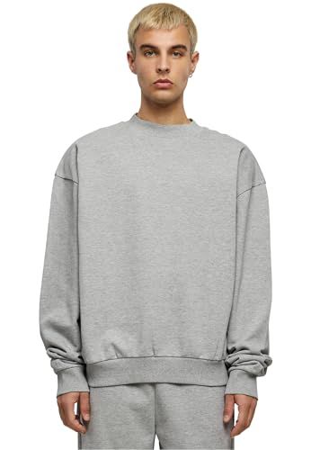 Build Your Brand Heren Ultra Heavy Cotton Crewneck Sweatshirt - HEATHERGREY - M