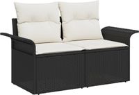 vidaXL Tuinbank Set Zwart Poly-rattan