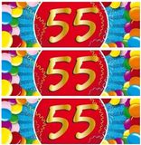 Bellatio Decorations 55 jaar leeftijd sticker - 5x - 19 x 6 cm - verjaardag - jubileum - versiering