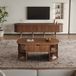Pangivo Salon Ensemble 2 Pièces Meuble TV et Table Basse Relevable Portes Coulissantes Noyer