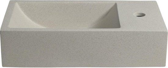 Sapho Crest Fontein - 40x22 cm - Kraangat Rechts - Zandsteen - Beige