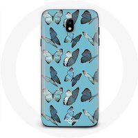Maniacase Etui voor Samsung Galaxy J3 2017 Vlinders Blauwe Achtergrond