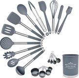 BBN Set d'ustensiles de cuisine en silicone - 21 pièces - Gris