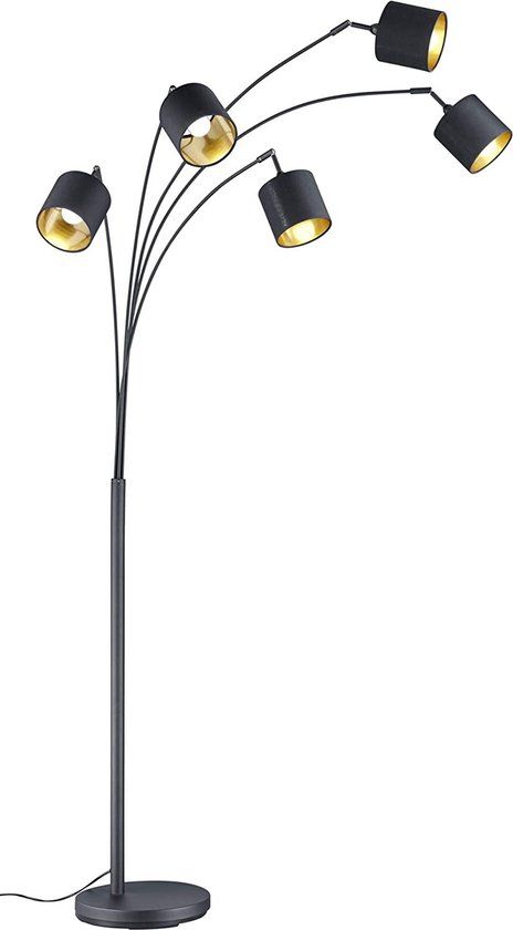 RL LIVE YOUR LIGHT REALITY TOMMY Vloerlamp - Zwart mat - goudkleur - excl. 5xE14