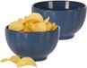 Siaki Koopman International Serveer/chips schaaltje Fishbone - 2x - blauw - 14 x 8 cm - keramiek