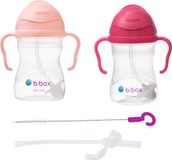 b.box Sippy Cup Twin Pack + Vervangend Rietje + Reiniger - Rietjesbeker antilek - Drink vanuit elke hoek - Fliptop, verzwaard rietje, lekvrij en makkelijk vast te grijpen - BPA-vrij, vaatwasserbestendig - Van 6m+ - 240ml - 2stuck Waardepakket