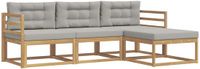 vidaXL - Buiten - bank - set - 4 - st - Wit - en - Lichtgrijs - Polyester