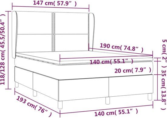 vidaXL Boxspring met matras fluweel zwart 140x190 cm