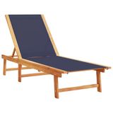VidaXL Lounge Tuinstoel Gecapitonneerde Zitting Acaciahout Stof/Weefsel Blauw