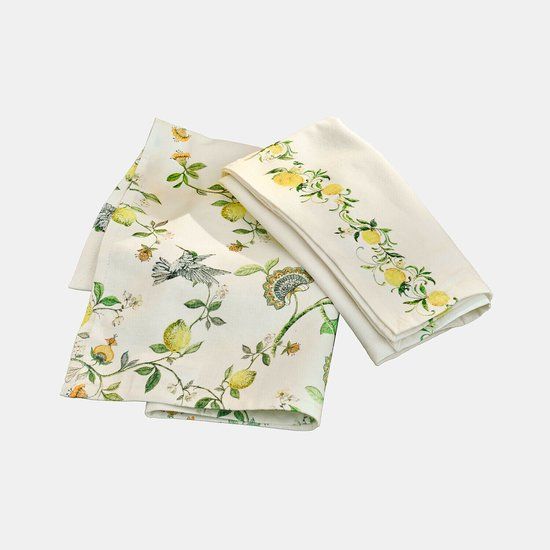 LOBERON Theedoek set van 2 Solianne wit/groen/geel