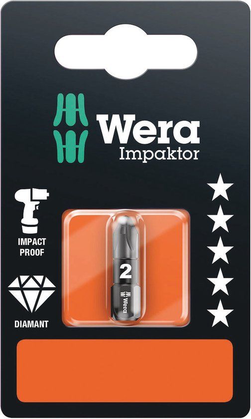 Wera 855/1 IMP DC SB Impaktor Bits, PZ 2 x 25 mm