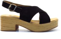 La Strada Zwart Plateau Sandalen Dames Suède 38