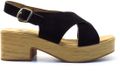 La Strada Zwart Plateau Sandalen Dames Suède 38