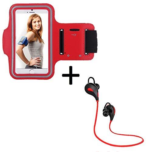 Shot Case Sport-set voor Nokia 8.1 smartphone (Bluetooth sport-hoofdtelefoon + manchetten) lopen T7 (rood)