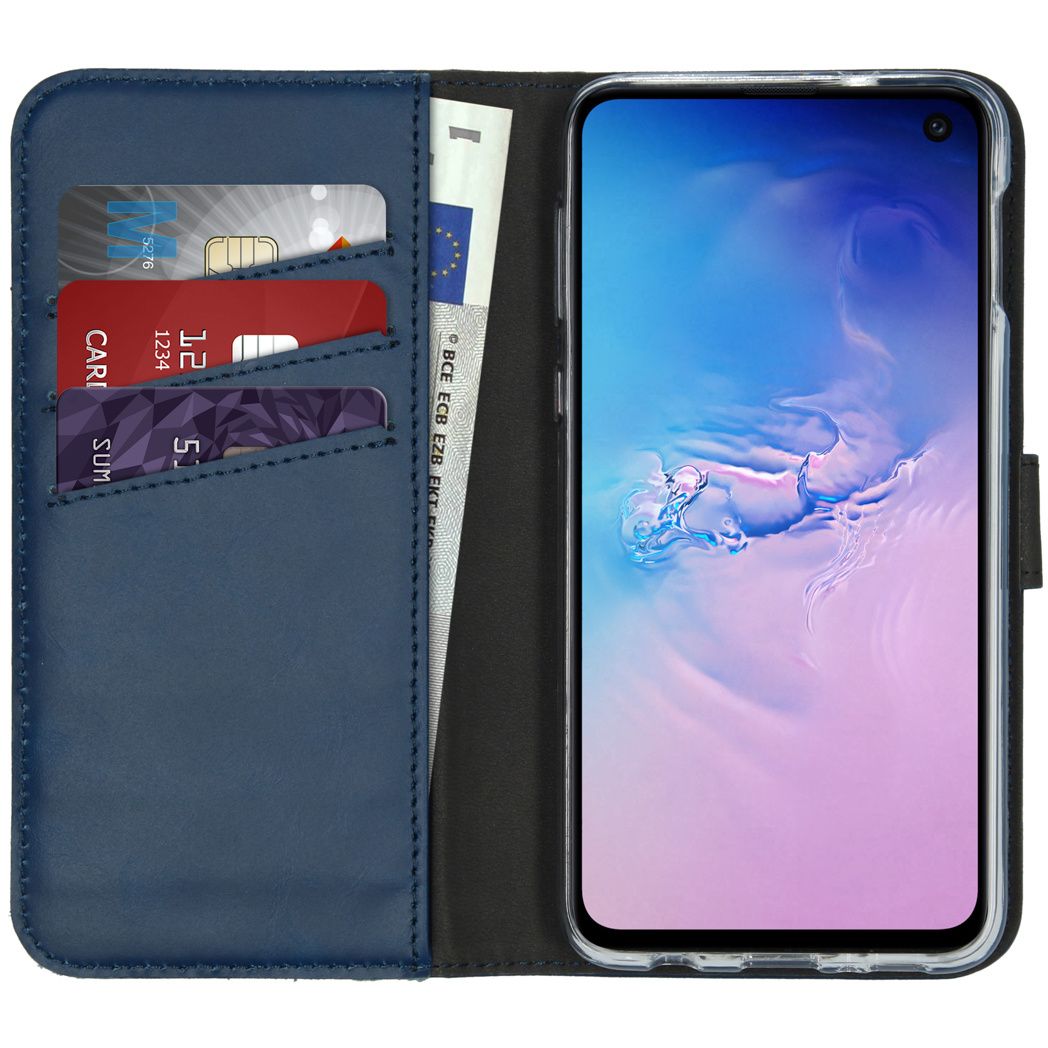 Selencia Echt Lederen Bookcase voor Samsung Galaxy S10e - Blauw