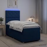 vidaXL LED Boxspringbed met Matras Blauw 100 x 200 cm Stof