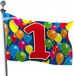 Folat feestartikelen 1 jaar verjaardag versiering - vlag - 90 x 60 cm - polyester - met ringen