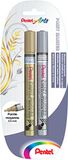 Pentel Permanentmarker, medium punt, goud en zilver, 2 stuks