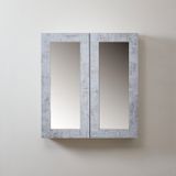 Hudson Reed Cluo Moderne Spiegelkast Hoekmontage 60cm x 65cm - Béton Gris | Poignées profilées en Chrome