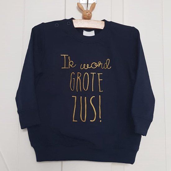 Kind Sweater - Big Sis Sister - Size 104 - Blue Gold - Pregnancy Announcement - Girl