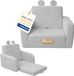 Flumi - Fauteuil enfant 2 en 1 extensible - Construction en mousse - Housse amovible et lavable - Tissu teddy - Avec poches latérales - Gris