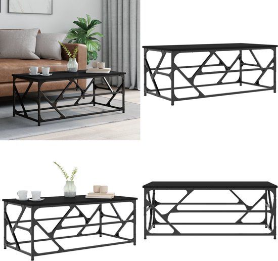 vidaXL Salontafel 100x50x40 cm bewerkt hout zwart eikenkleurig