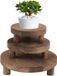 Non-branded Ronde houten plantenstandaarden - Set van 3 maten bloempot presentatiestandaard en kruk voor planten thuis, keuken, terras