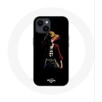 Maniacase Etui voor Iphone 14 One Piece Manga Anime Luffy Zwarte achtergrond