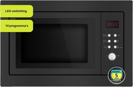 Exquisit EMW2546HIBLACK - Combi magnetron - Inbouw - 25 liter - Zwart - 5 jaar garantie