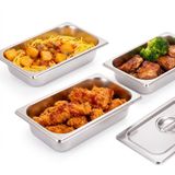 Relaxdays Gastronormbak GN 1/3 - 3 stuks - 32,5x6,5x17,6 cm - zilver