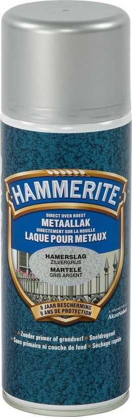 Hammerite Metaallak - Spray - Hamerslag - Zilvergrijs - 0.4L